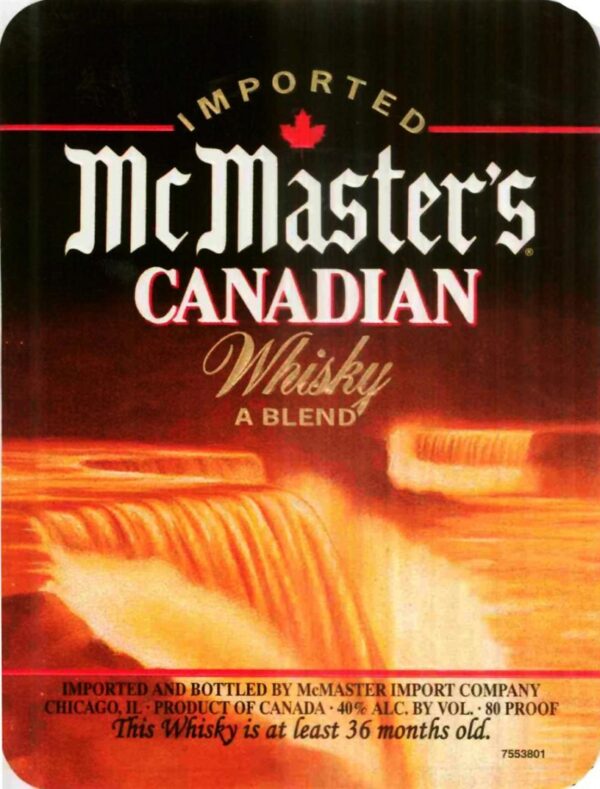 MCMASTERS CANADIAN WHISKEY 1.75 LITER